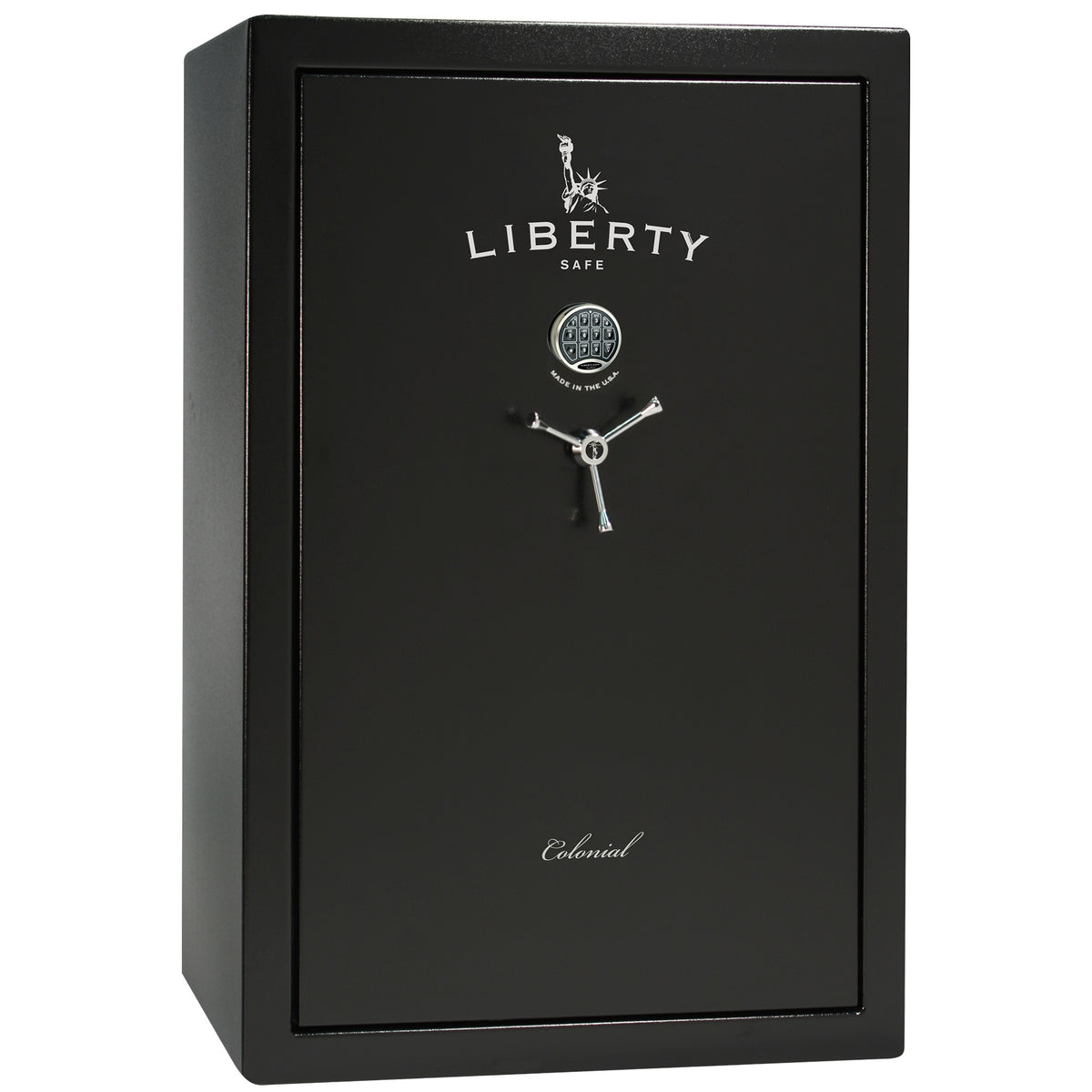 Colonial 35 | Pro Flex Interior | Level 4 Security | 75 Minute Fire Protection | Dimensions: 60.5"(H) x 42"(W) x 22"(D) | Up to 45 Long Guns | Black Textured | Electronic Lock - Closed